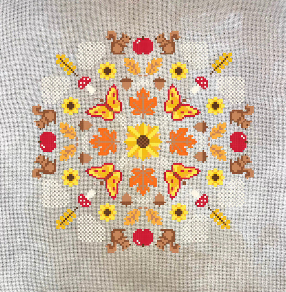 Autumn Mandala Cross Stitch Pattern