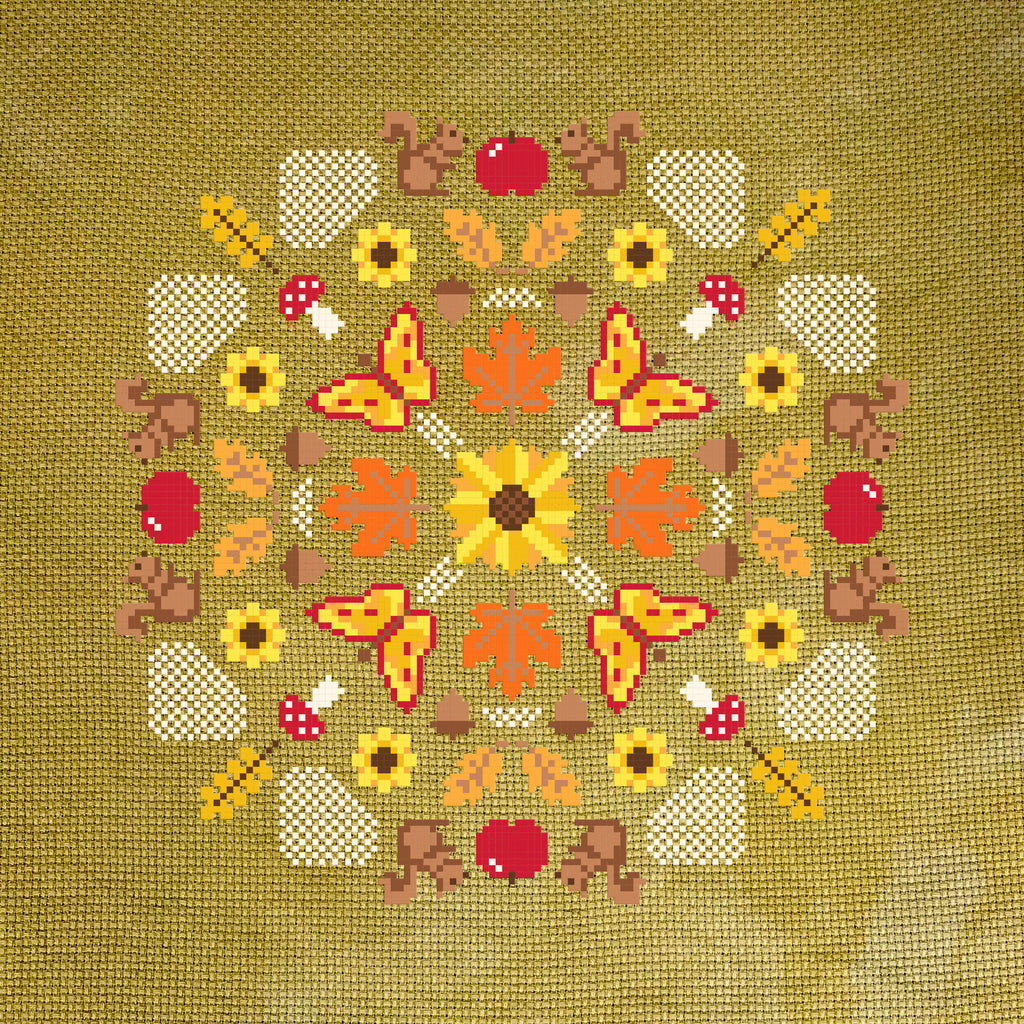 Autumn Mandala Cross Stitch Pattern