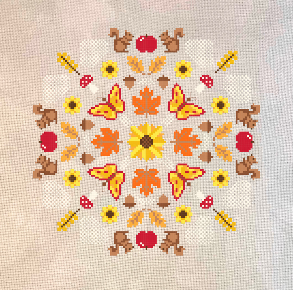 Autumn Mandala Cross Stitch Pattern